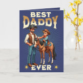 Western Cowboy Paard Kind Gelukkig Vaderdag 2 Kaart (Gele Bloem)