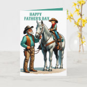 Western Cowboy Paard Kind Gelukkig Vaderdag 4 Kaart (Gele Bloem)