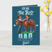 Western Cowboy Paard Kind Gelukkig Vaderdag Kaart (Gele Bloem)