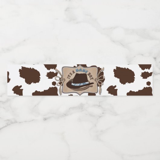 Western Cowboy Pet Baby shower Waterfles Etiket (Enkel label)