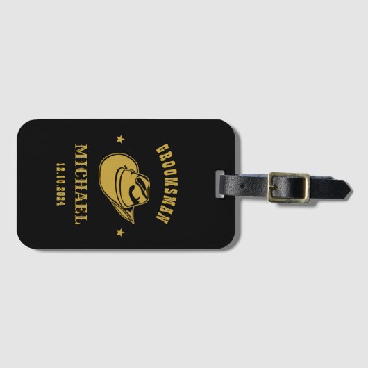 Western Cowboy Pet Best Man Groomsmen Persoonlijk Bagagelabel (Voorkant (horizontaal))