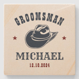 Western Cowboy Pet Best Man Groomsmen Persoonlijk Stenen Onderzetter