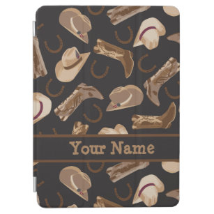 Western Cowboy Pet Boots Black Brown Name Personal iPad Air Cover