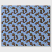 Western Cowboy Pet, Boots, Horse Blue Cadeaupapier (Vlak)