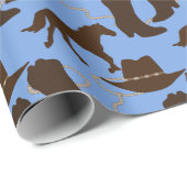 Western Cowboy Pet, Boots, Horse Blue Cadeaupapier (Rol Hoek)