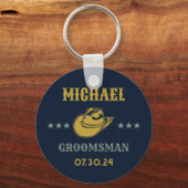 Western Cowboy Pet Elegant Personalizeerde Groomsm Sleutelhanger (Voorkant)