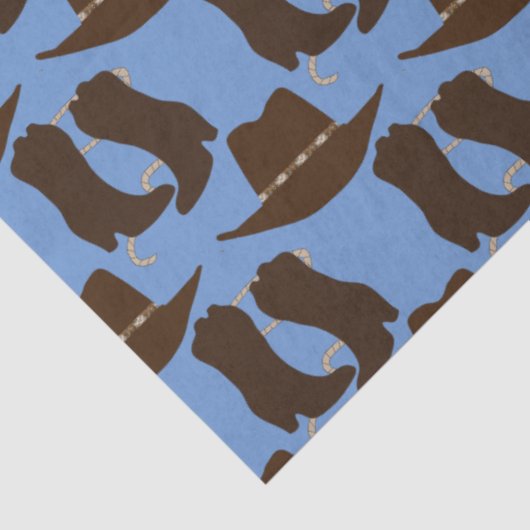 Western Cowboy Pet en Boots Blue Tissuepapier (Detail)