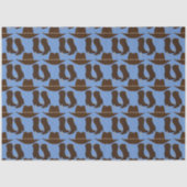 Western Cowboy Pet en Boots Blue Tissuepapier (Voorkant)