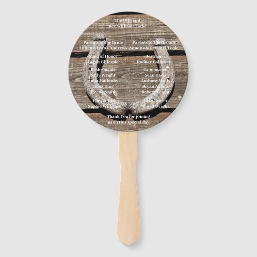 Western cowboy pet en laars hoefijzer bruiloft Fan Handwaaier (Achterkant)