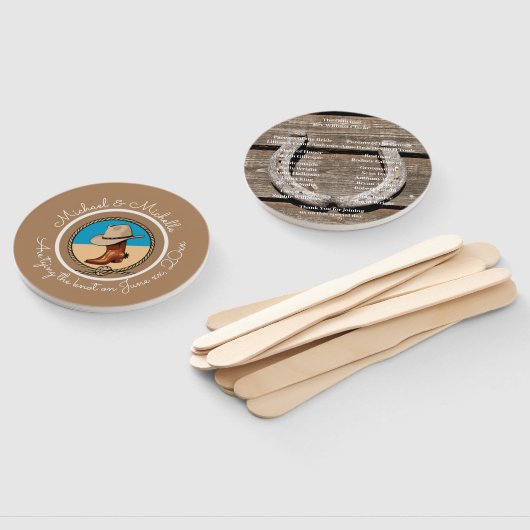 Western cowboy pet en laars hoefijzer bruiloft Fan Handwaaier (Niet-gemonteerd)