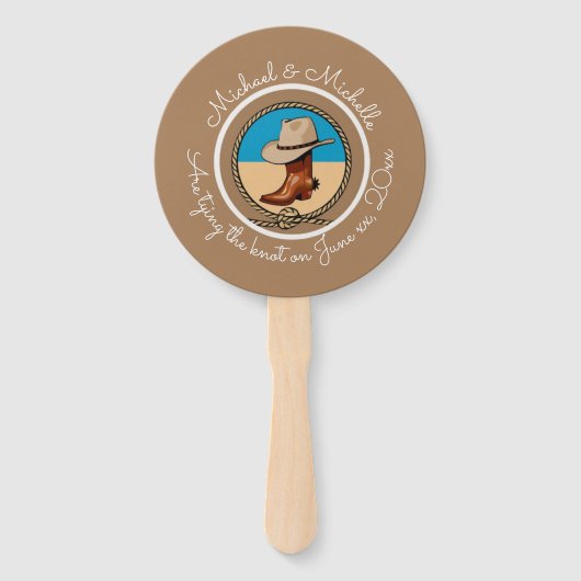 Western cowboy pet en laars hoefijzer bruiloft Fan Handwaaier (Voorkant)