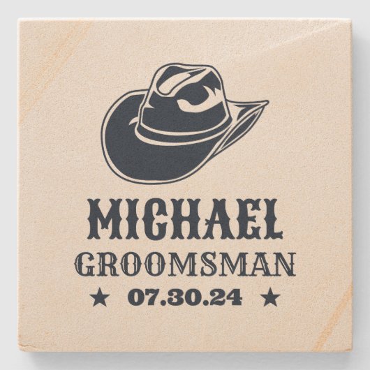 Western Cowboy Pet Gepersonaliseerd Beste Man Groo Stenen Onderzetter (Voorkant)