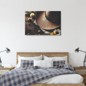 Western Cowboy Pet met bloemen Canvas Afdruk (Insitu (Slaapkamer))