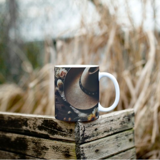Western Cowboy Pet met bloemen Koffiemok