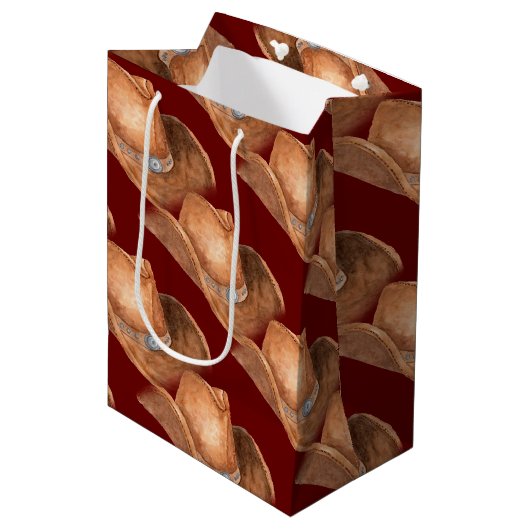 Western Cowboy Pet Pattern Medium Cadeauzakje (Voorkant Gekanteld)