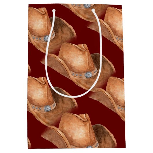 Western Cowboy Pet Pattern Medium Cadeauzakje (Voorkant)