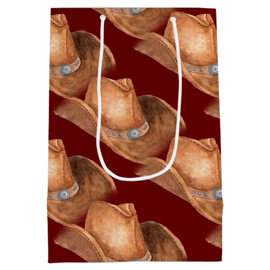 Western Cowboy Pet Pattern Medium Cadeauzakje (Achterkant)