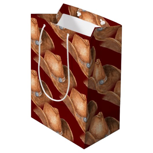 Western Cowboy Pet Pattern Medium Cadeauzakje (Achterkant Gekanteld)