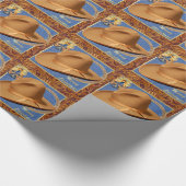 Western Cowboy Pet Rope Faux Leather Denim Christm Cadeaupapier (Hoek)