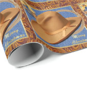 Western Cowboy Pet Rope Faux Leather Denim Christm Cadeaupapier (Rol Hoek)