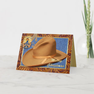 Western Cowboy Pet Touw Leather Merry Christmas Feestdagen Kaart