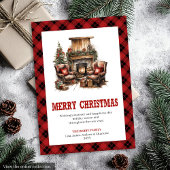 Western Cowboy Plaid Buffalo Christmas Card Feestdagenkaart