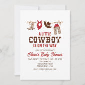Western Cowboy Red Baby shower Invitation Kaart (Voorkant)