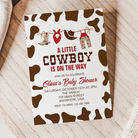 Western Cowboy Red Baby shower Invitation Kaart