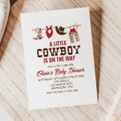 Western Cowboy Red Baby shower Invitation Kaart