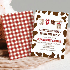 Western Cowboy Red Baby shower Invitation Kaart
