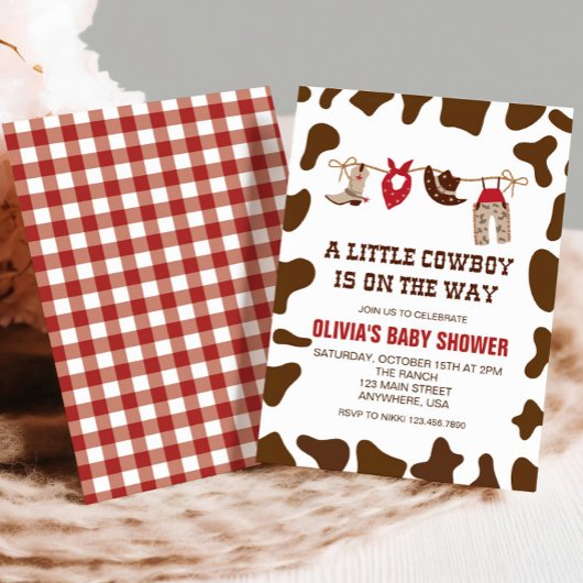 Western Cowboy Red Baby shower Invitation Kaart