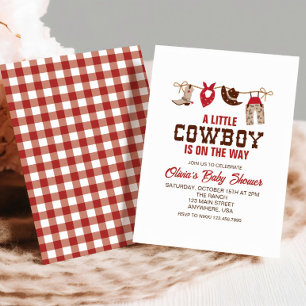 Western Cowboy Red Baby shower Invitation Kaart