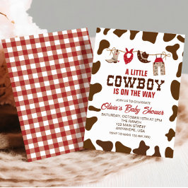 Western Cowboy Red Baby shower Invitation Kaart