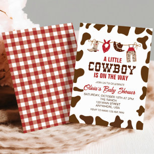 Western Cowboy Red Baby shower Invitation Kaart