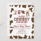 Western Cowboy Red Baby shower Invitation Kaart (Voorkant)