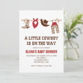 Western Cowboy Red Baby shower Kaart (Staand voorkant)