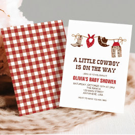 Western Cowboy Red Baby shower Kaart
