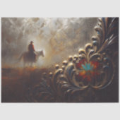 Western Cowboy Rider Ornate Art Decoupage Tissuepapier (Voorkant)