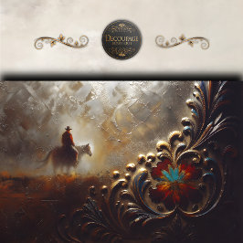 Western Cowboy Rider Ornate Art Decoupage Tissuepapier