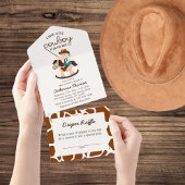 Western Cowboy Rocking Horse Boy Baby shower All In One Uitnodiging