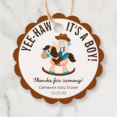Western Cowboy Rocking Horse Boy Baby shower Bedankjes Labels (Achterkant)