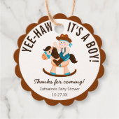 Western Cowboy Rocking Horse Boy Baby shower Bedankjes Labels (Voorkant)