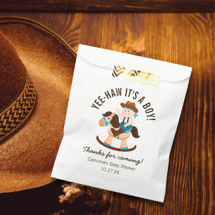 Western Cowboy Rocking Horse Boy Baby shower Bedankzakje