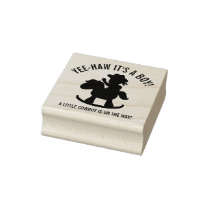 Western Cowboy Rocking Horse Boy Baby shower Rubberstempel