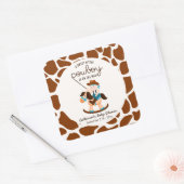 Western Cowboy Rocking Horse Boy Baby shower Vierkante Sticker (Envelop)