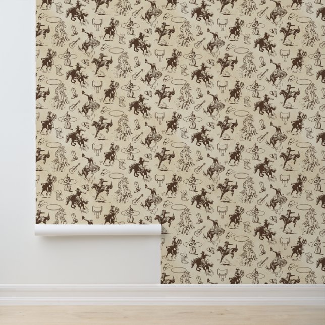  Western Cowboy Rodeo Horses Behang (Applicatie)