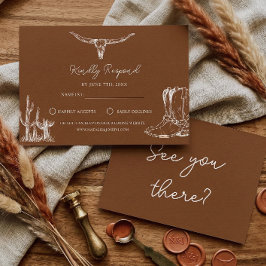 Western Cowboy Rustic Desert Country Boots Wedding RSVP Kaartje