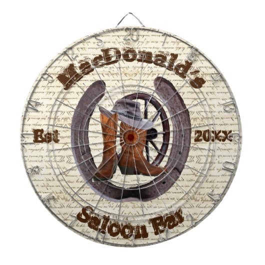 Western cowboy saloon bar dart board dartbord (Voorkant)