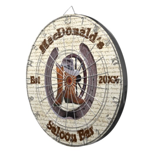 Western cowboy saloon bar dart board dartbord (Voorkant Rechts)