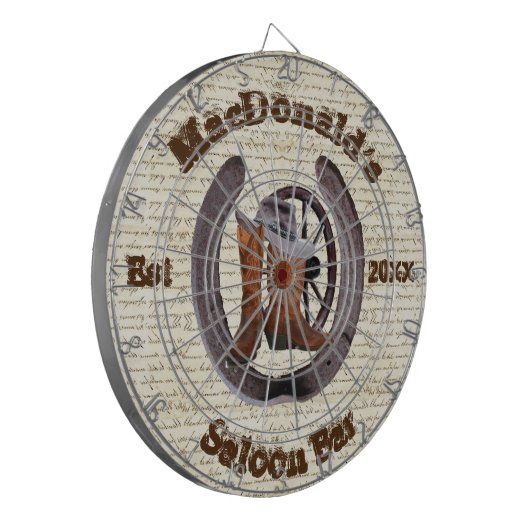 Western cowboy saloon bar dart board dartbord (Voorkant Links)